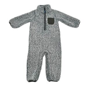 NWT Carter’s Gray Quarter Zip Long Sleeve Teddy Plush Jumpsuit Baby Boys’ 12m